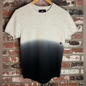 NEW Hollister Men's Black and Gray Ombre Knit Textured Tee